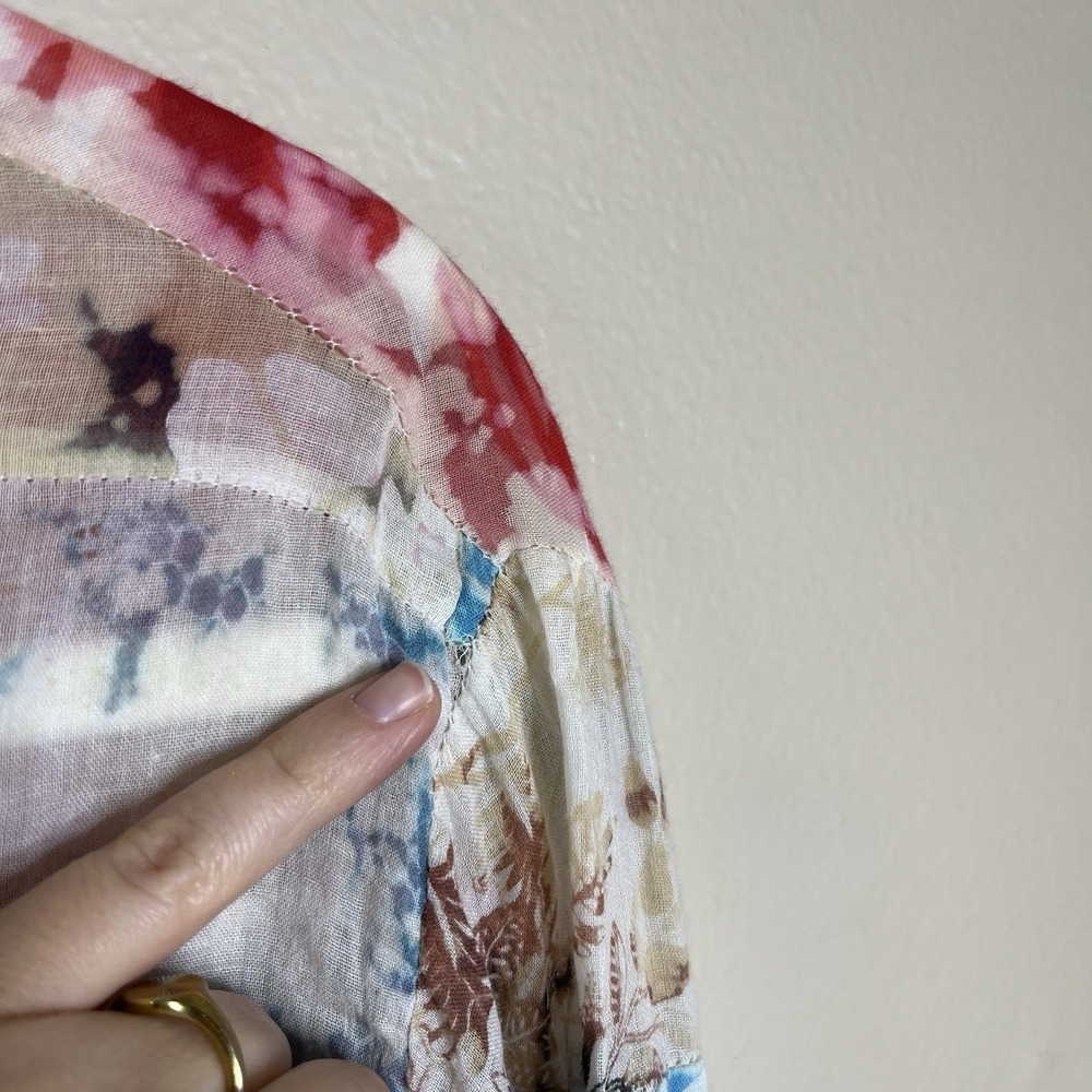 Women Button Down Shirt Patchwork Pattern Art To … - image 8